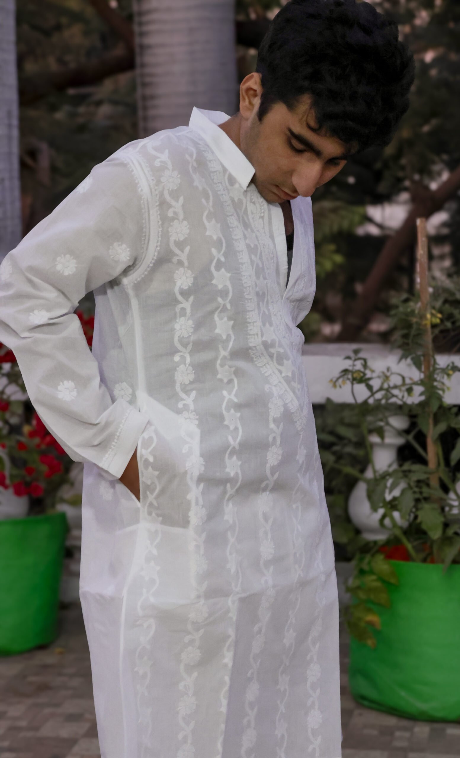 Men’s Premium Hand-Embroidered Chikankari Kurta – Pure Cotton - Image 5