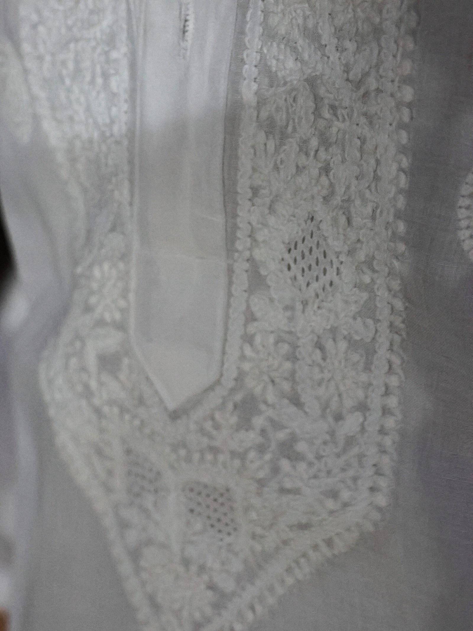 Men’s White Cotton Polka Dot Chikankari Kurta – Elegant Ethnic Wear - Image 4