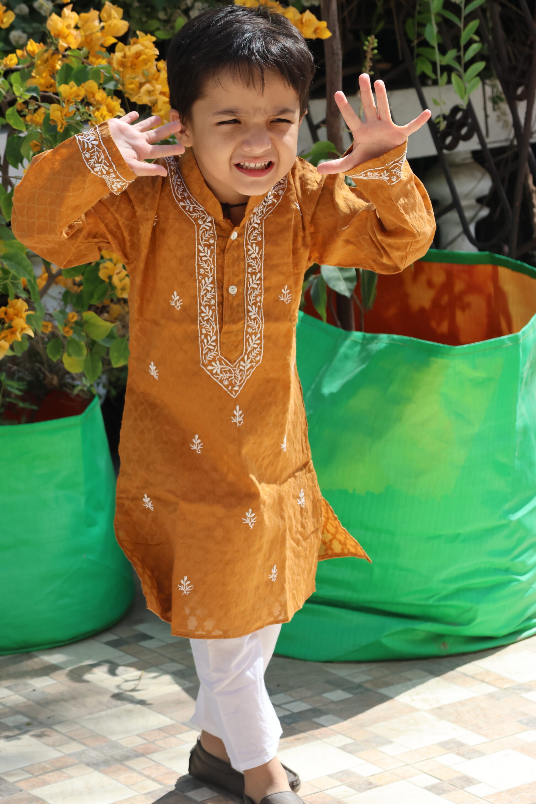 Cotton Jacquard Boy’s Kurta with Cotton Pajamas - Image 8