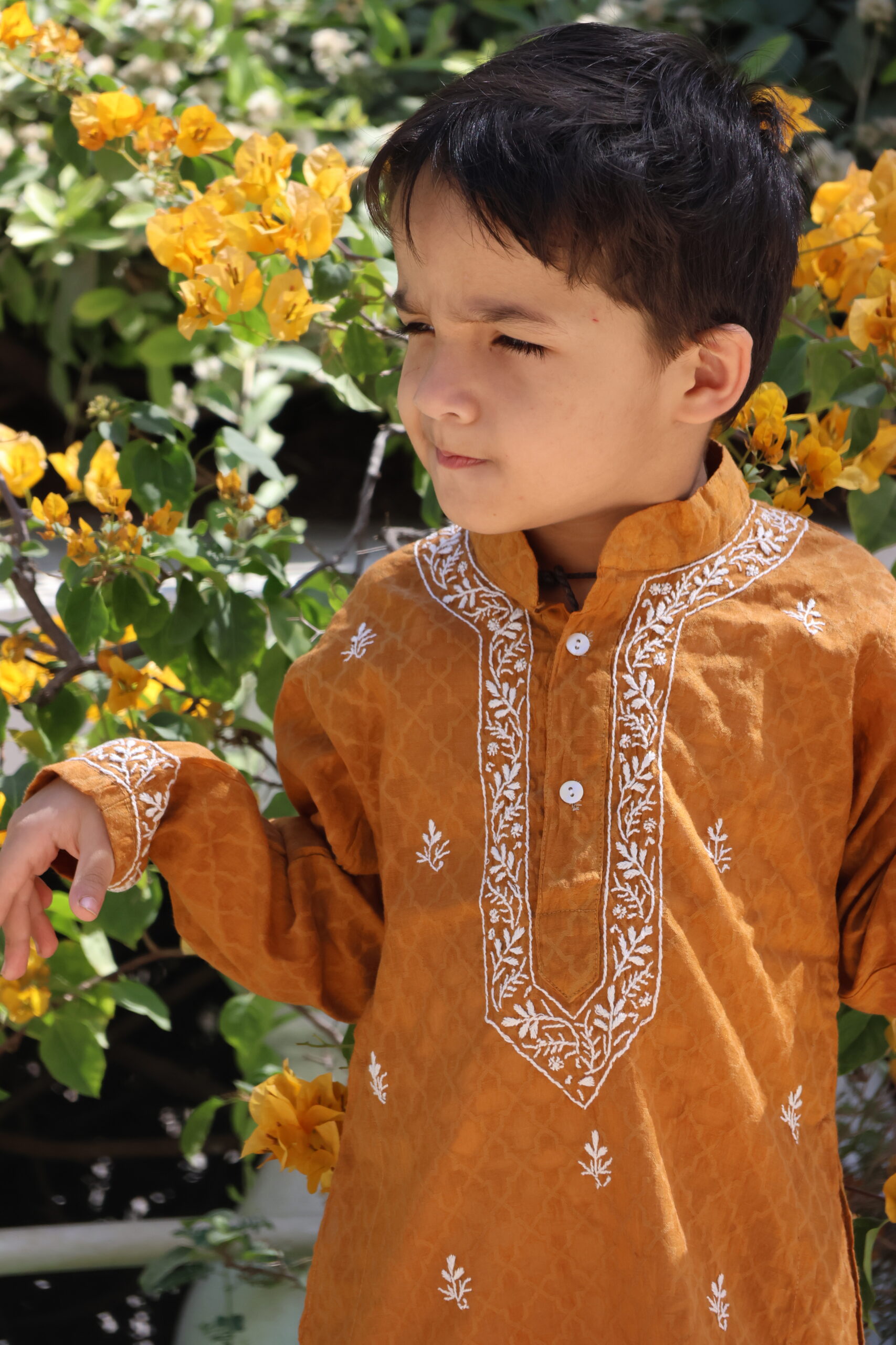 Cotton Jacquard Boy’s Kurta with Cotton Pajamas - Image 9