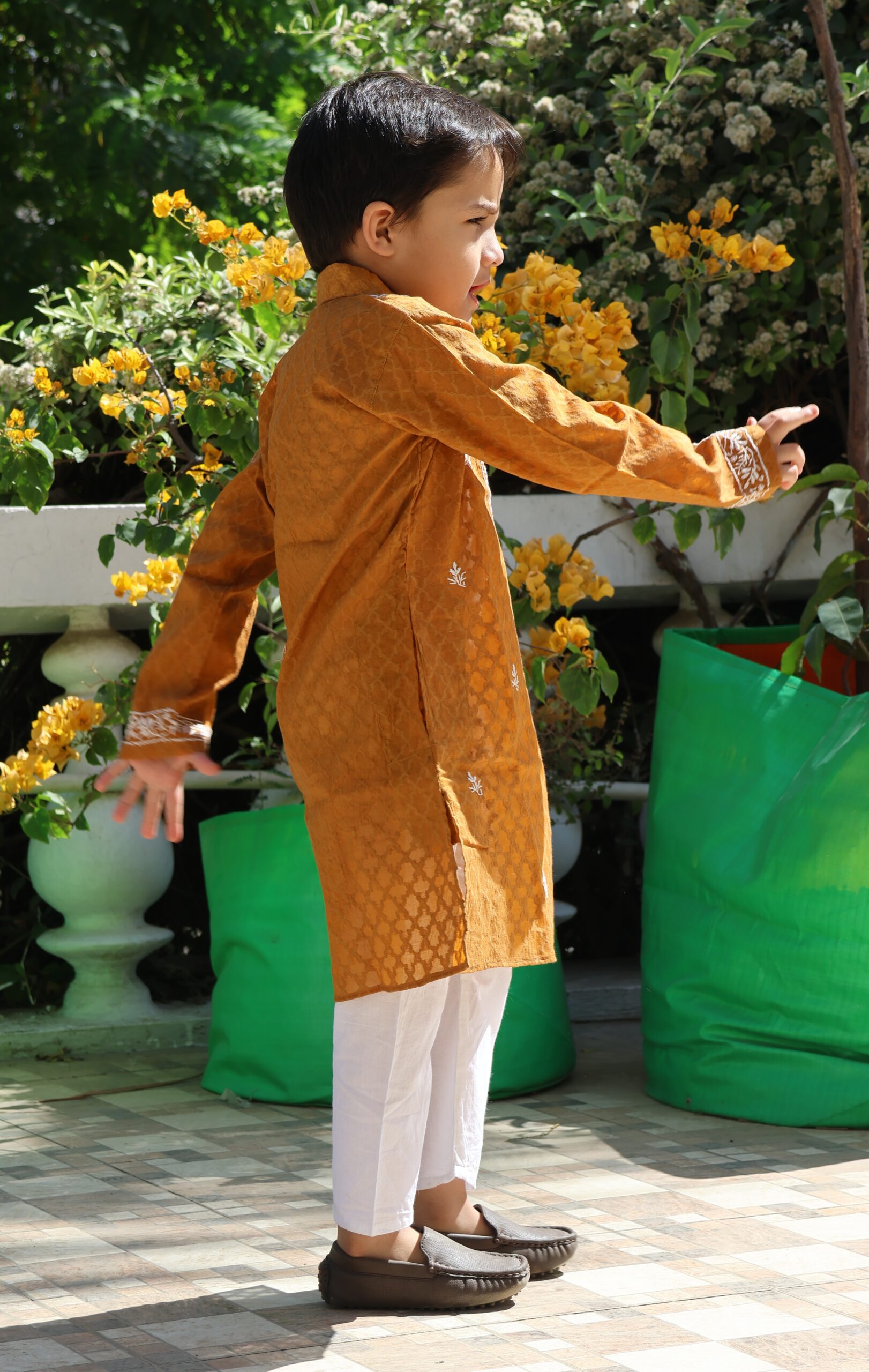 Cotton Jacquard Boy’s Kurta with Cotton Pajamas - Image 10