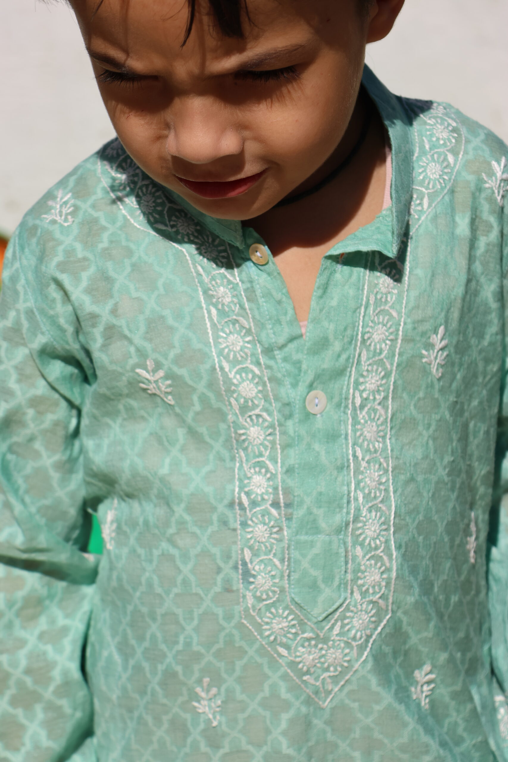 Cotton Jacquard Boy’s Kurta with Cotton Pajamas - Image 6