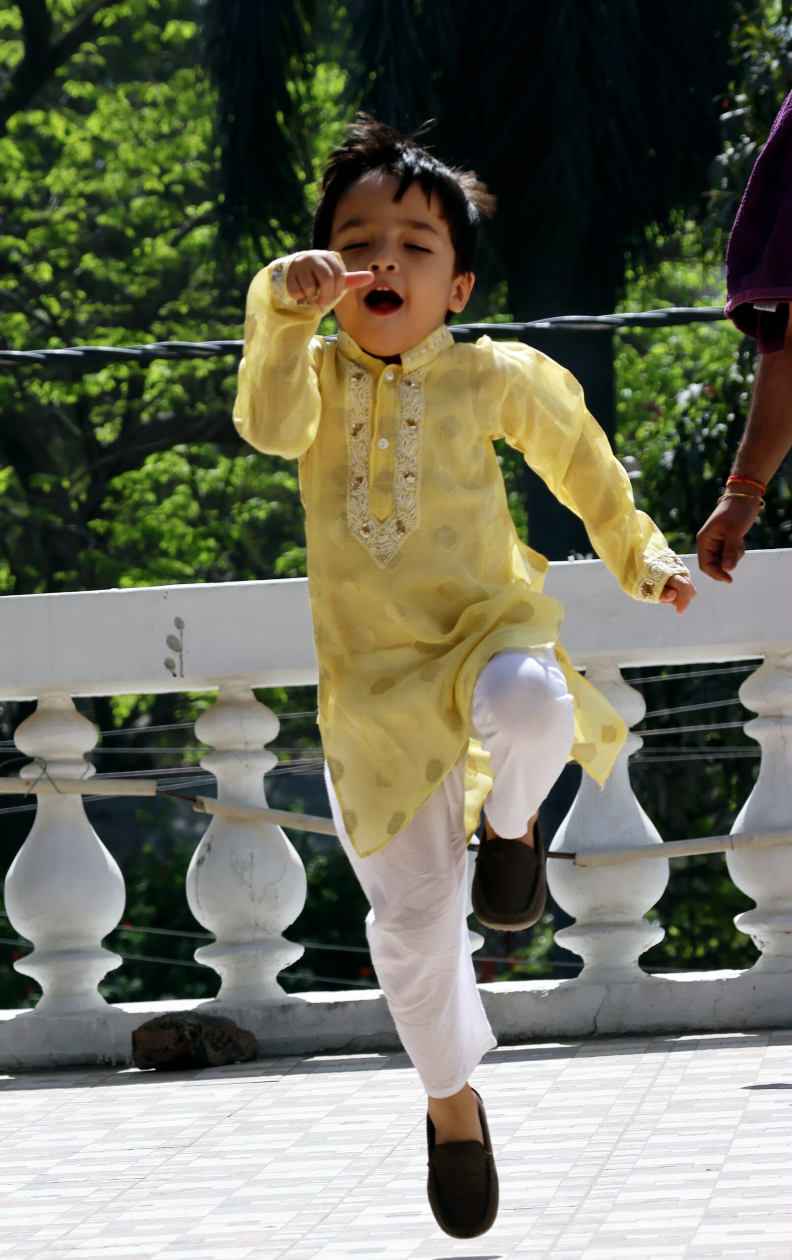 Zari Chanderi Boys Kurta with Cotton Pajamas - Image 7