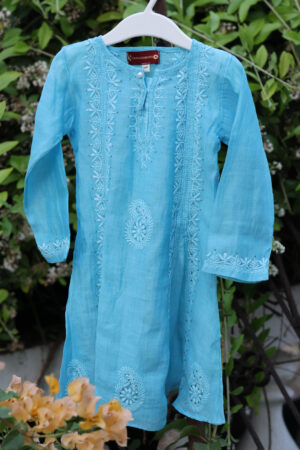 Chanderi Anarkali Girl's Kurta Set