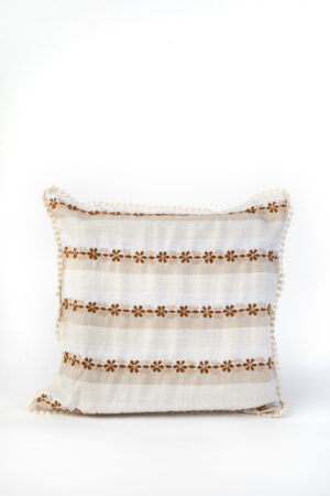 Contrasting Hand- Embroidered Chikankari Cushion Covers