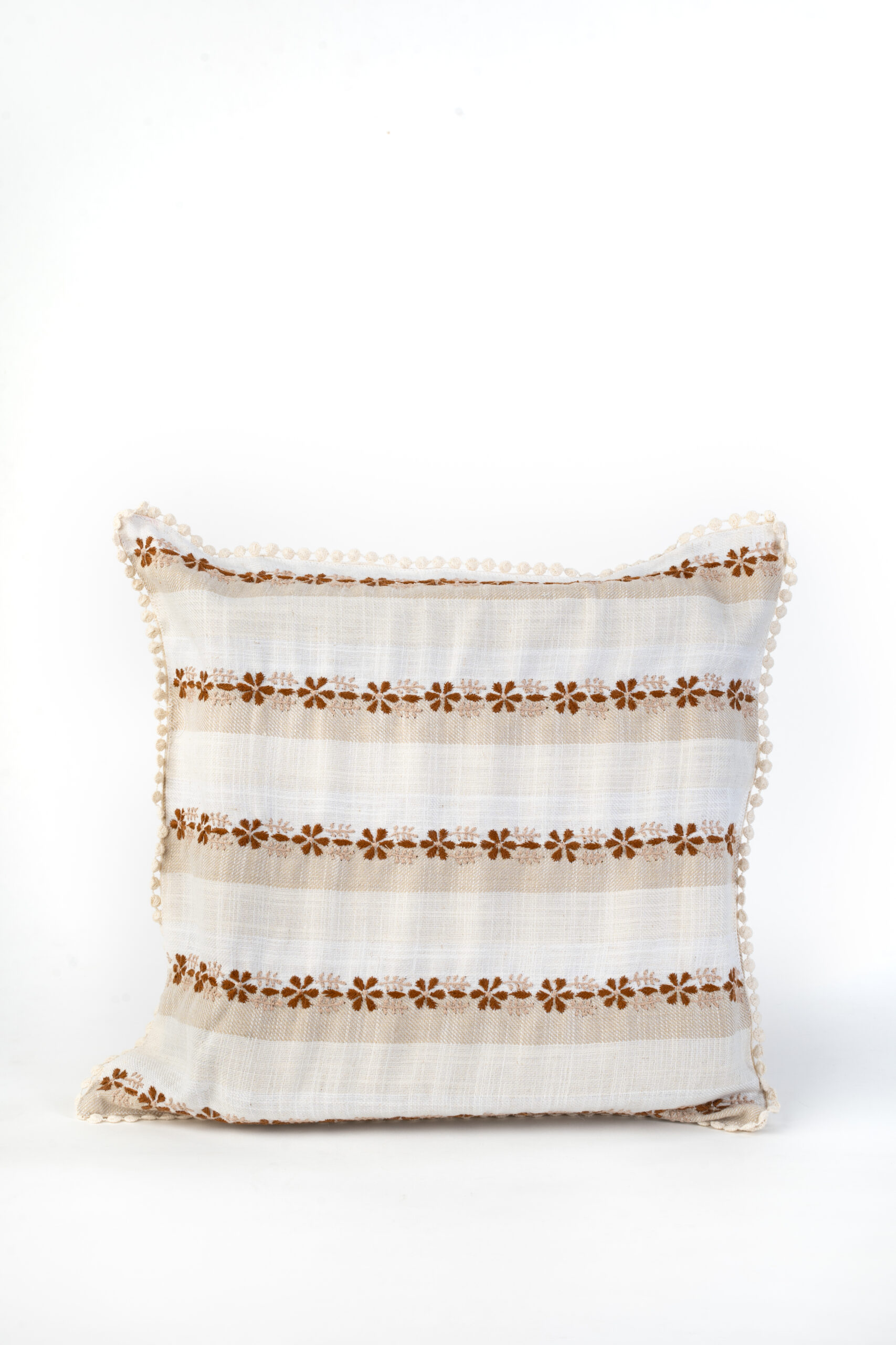 Contrasting Hand- Embroidered Chikankari Cushion Covers