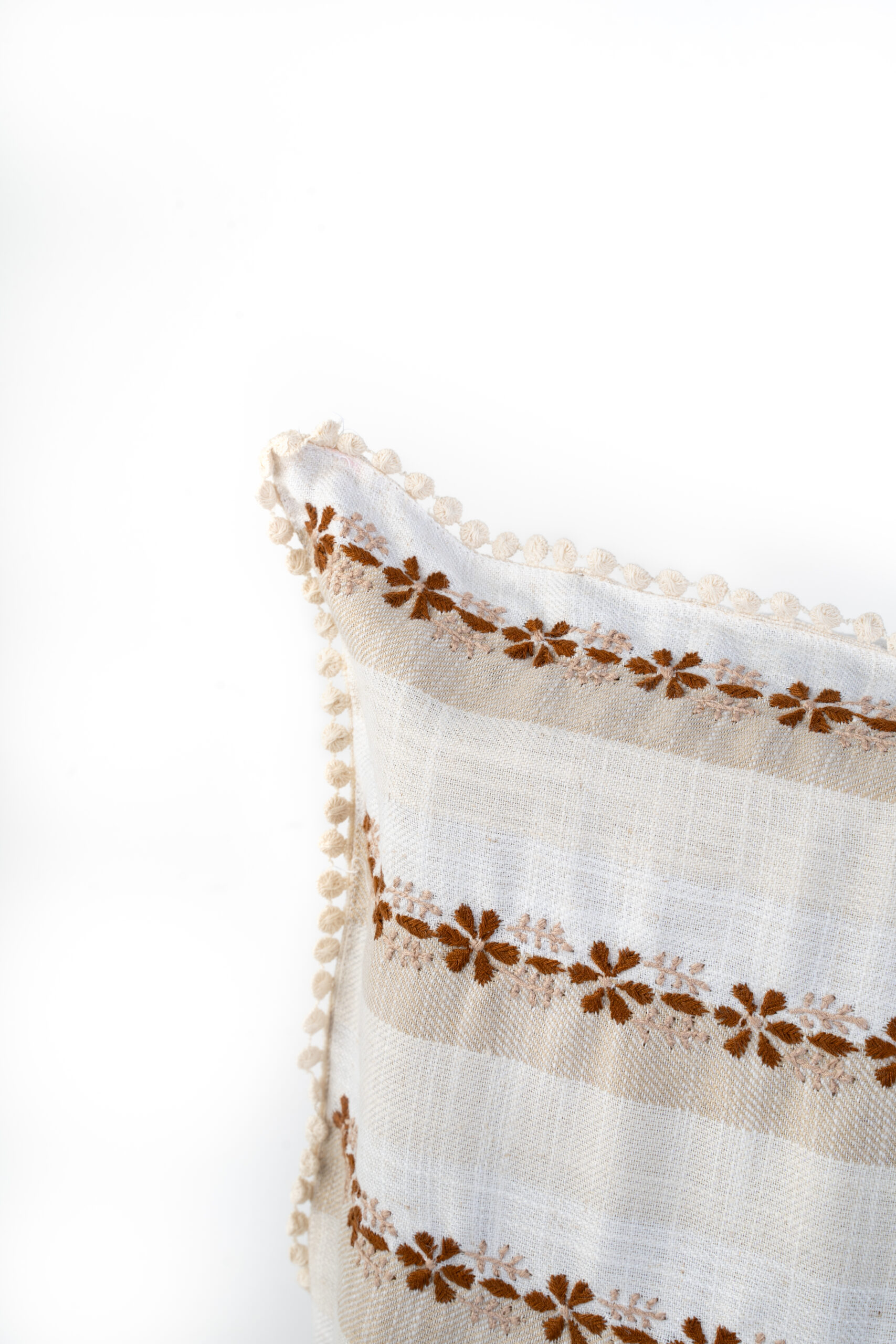 Contrasting Hand- Embroidered Chikankari Cushion Covers - Image 3