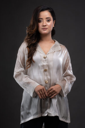 Glass-Organza Shirt with Mukaish