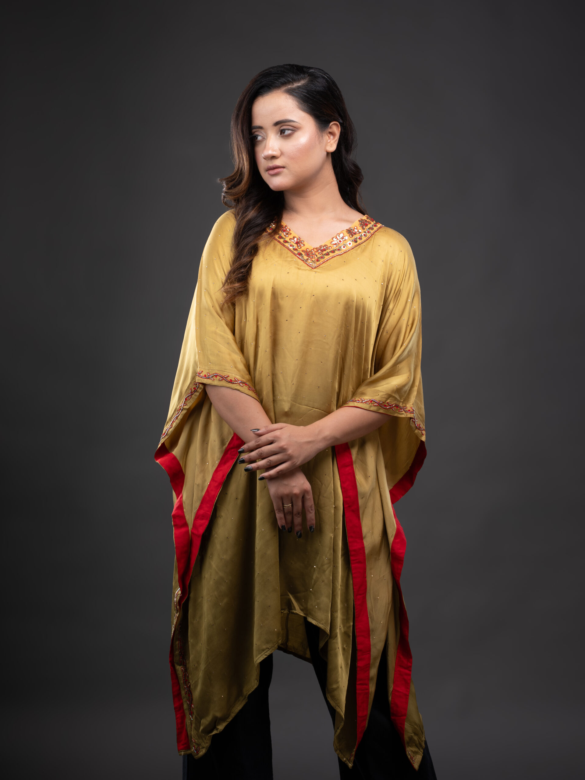 Satin Kaltaan with Mukaish Embroidery and Zardosi. - Image 2
