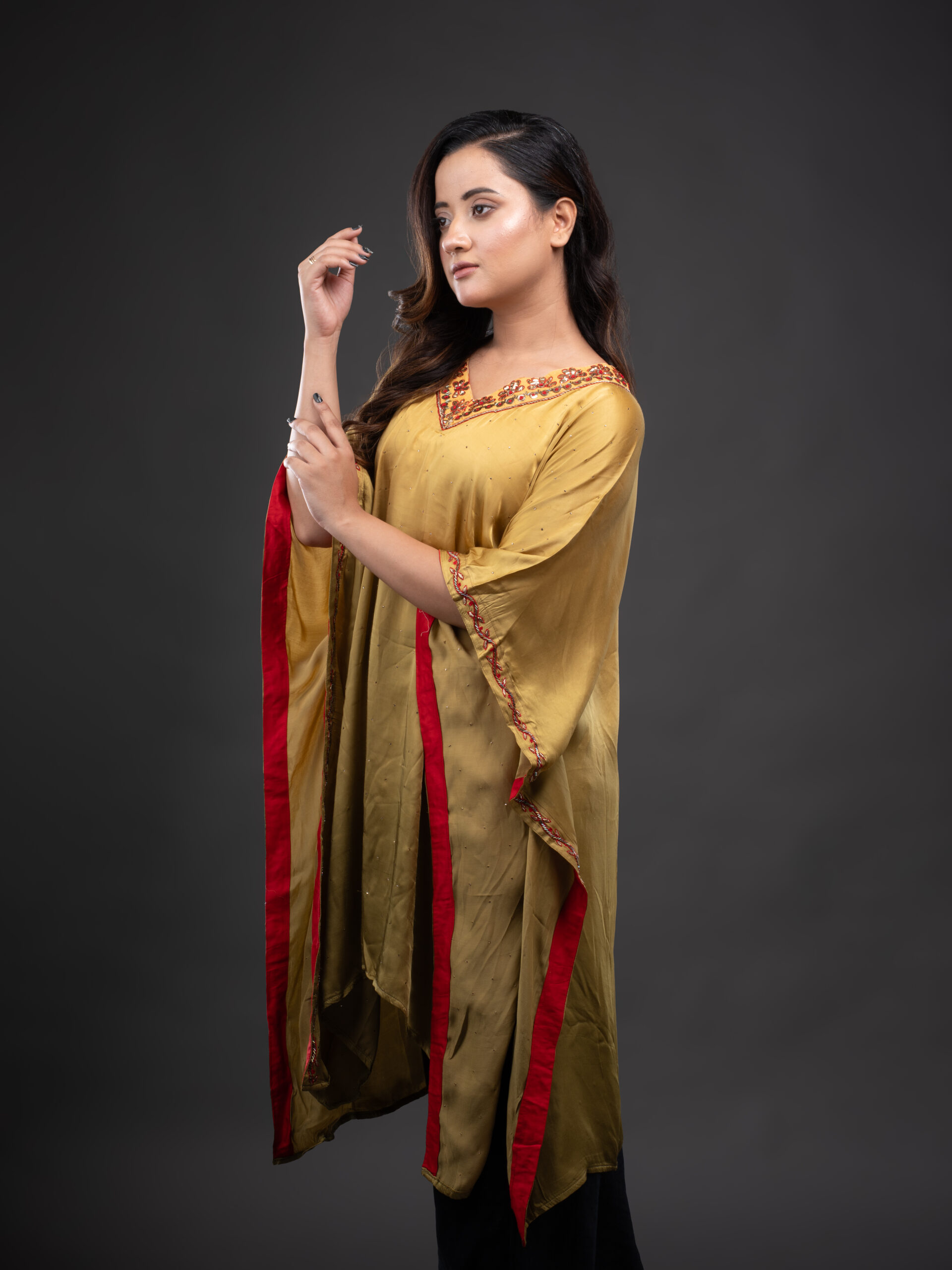 Satin Kaltaan with Mukaish Embroidery and Zardosi. - Image 11