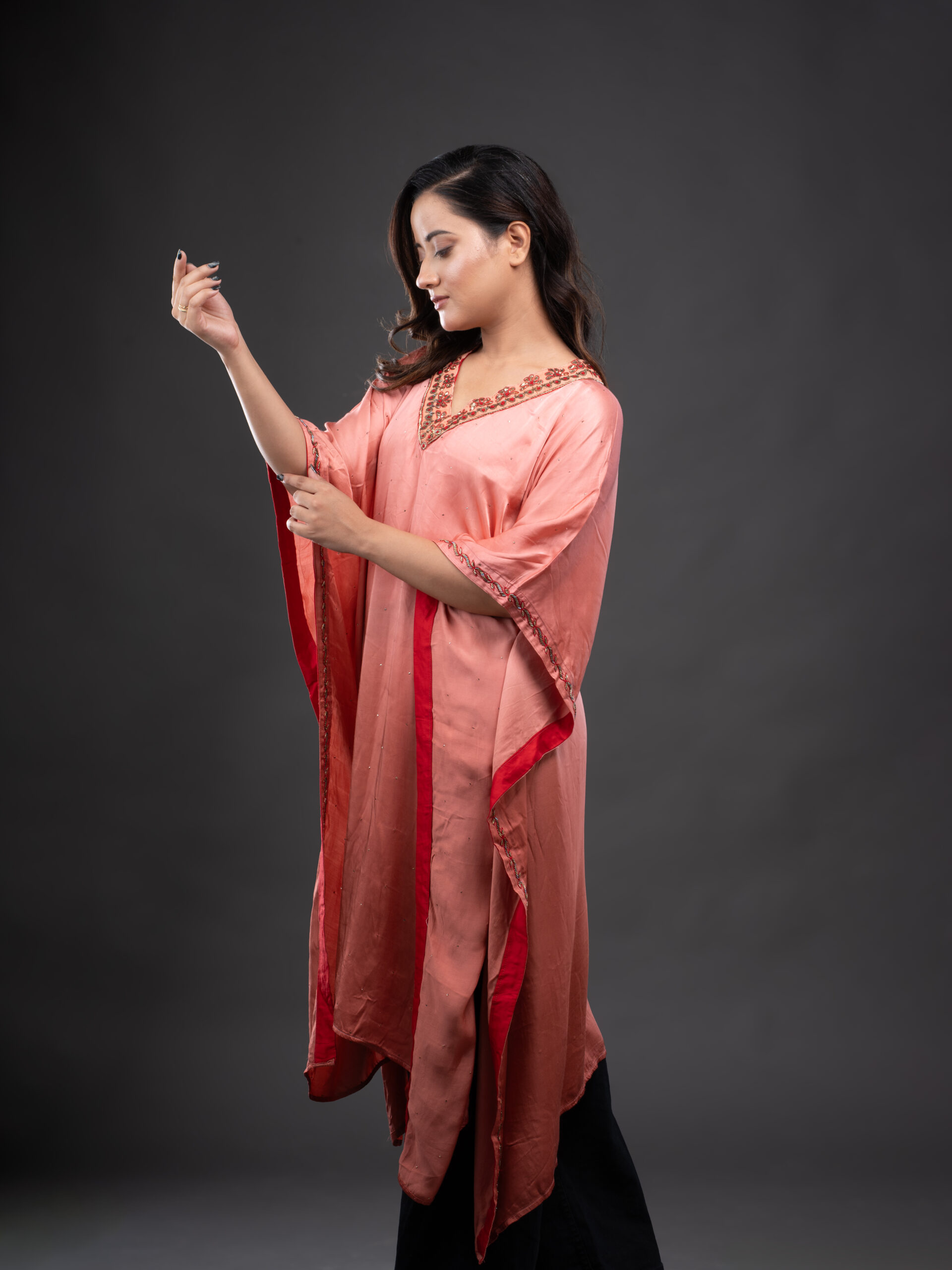 Satin Kaltaan with Mukaish Embroidery and Zardosi. - Image 3