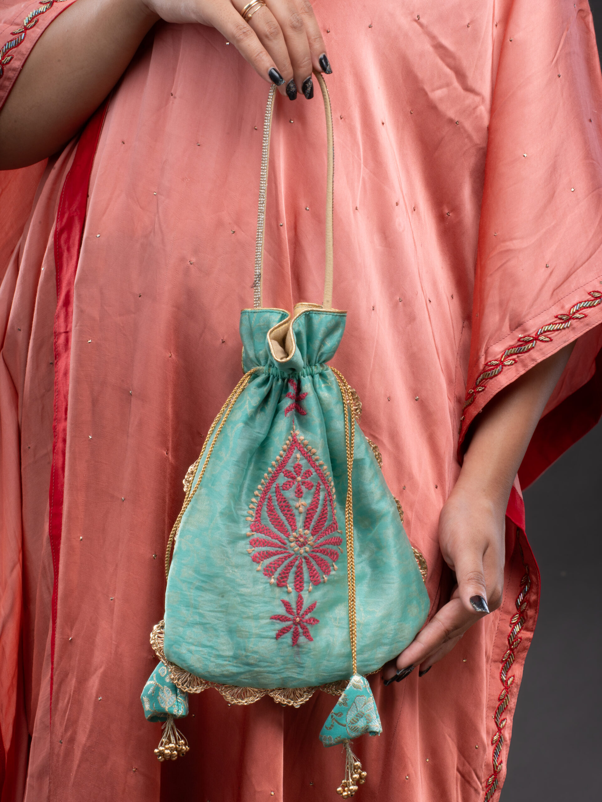 Satin Kaltaan with Mukaish Embroidery and Zardosi. - Image 5