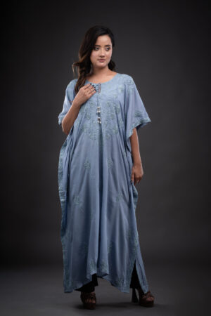 Lividus Colored Muslin Kaftaan with Embellishment.