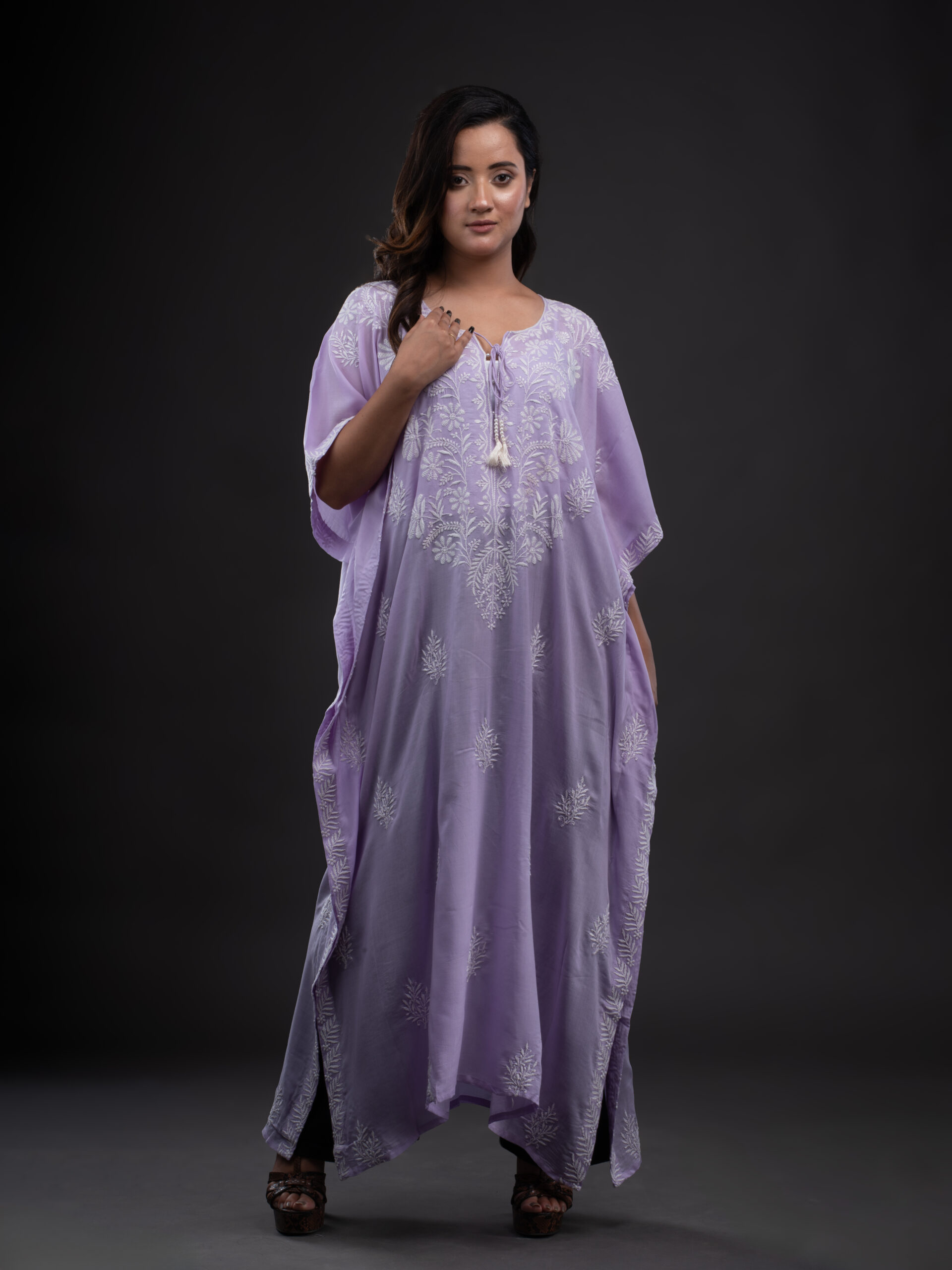 Purple Lavender Muslim Kaftaan with Chikankari