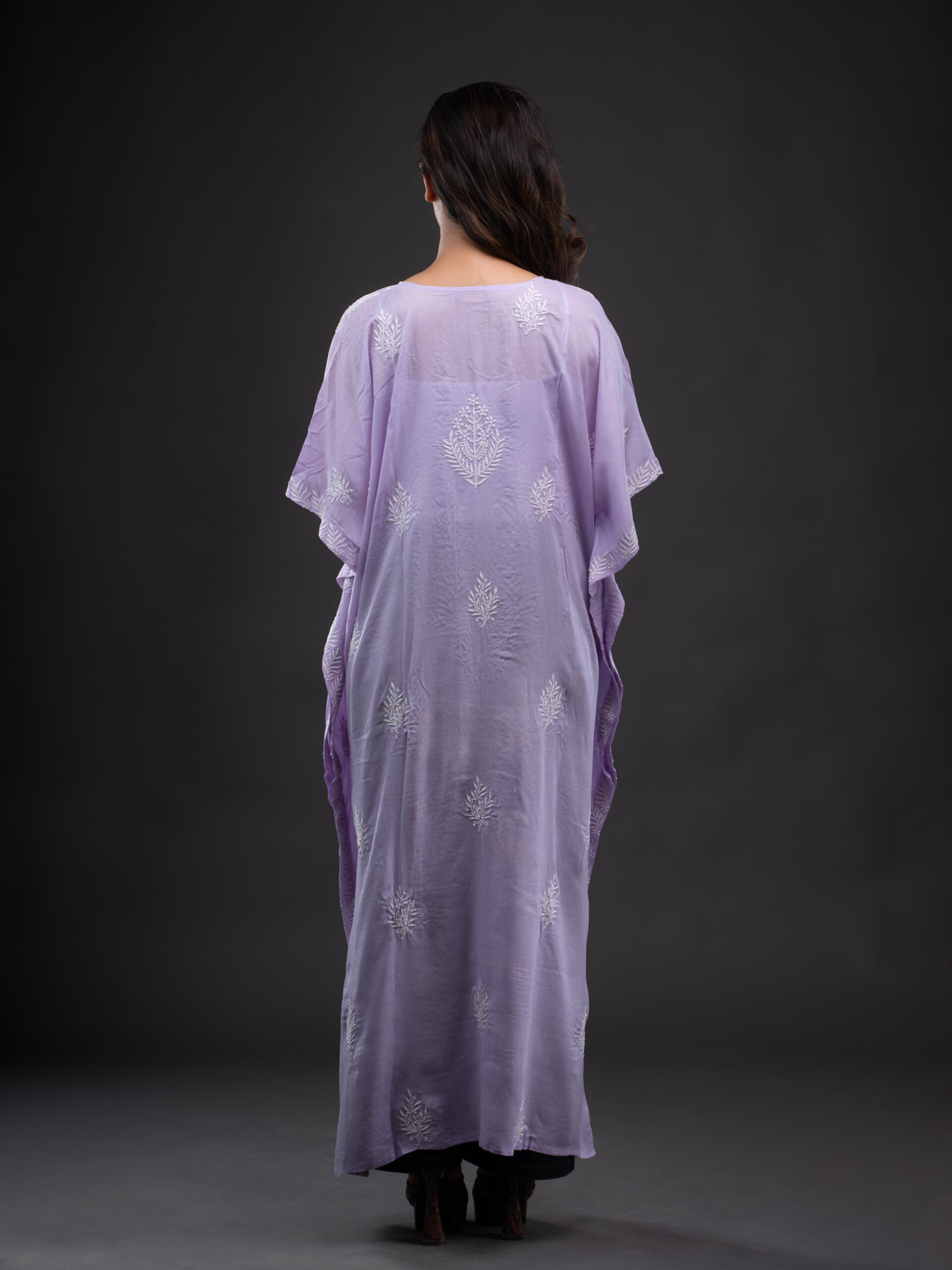 Purple Lavender Muslim Kaftaan with Chikankari - Image 2