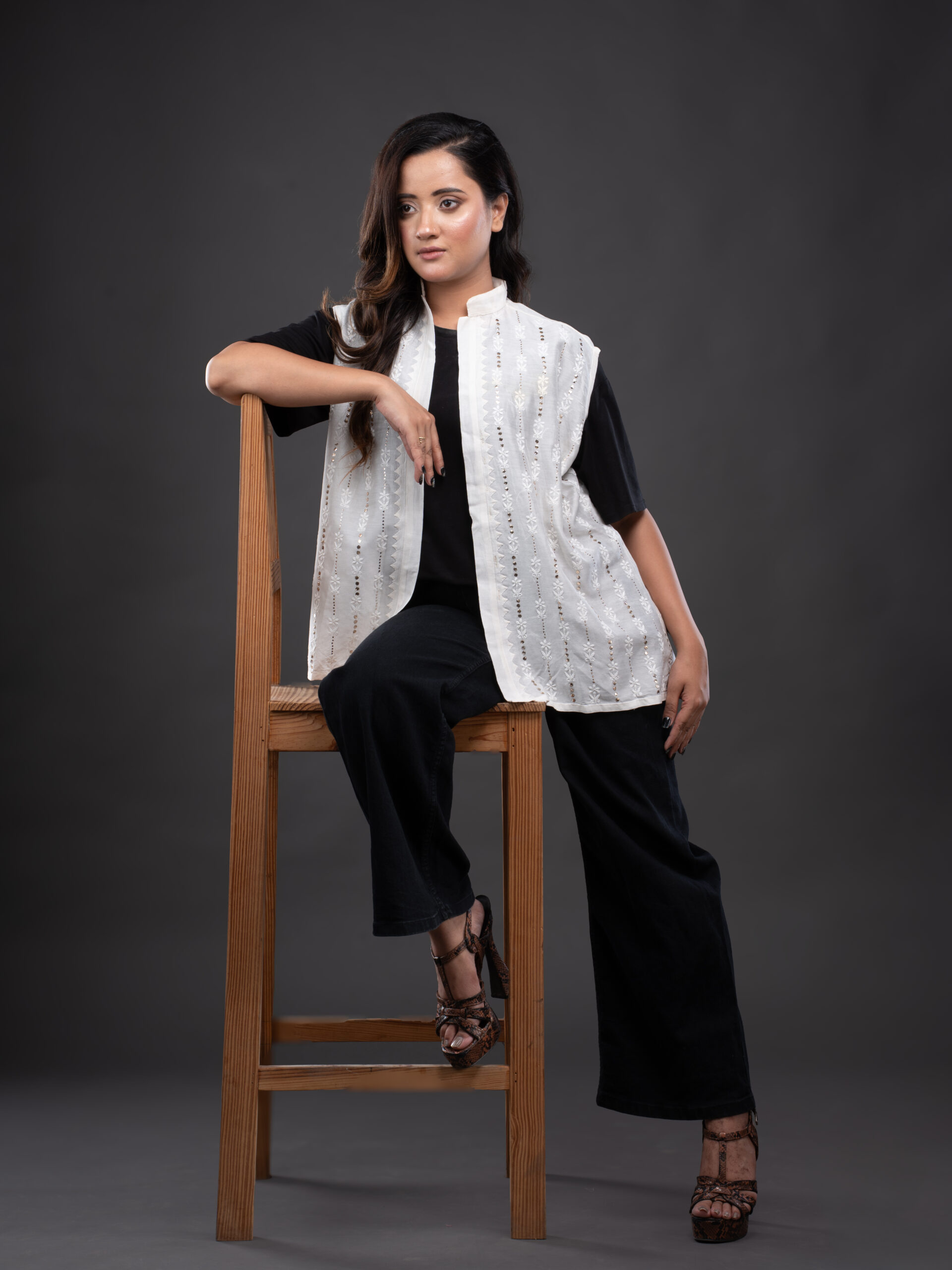 Chanderi Jacket with Mukaish Jaali
