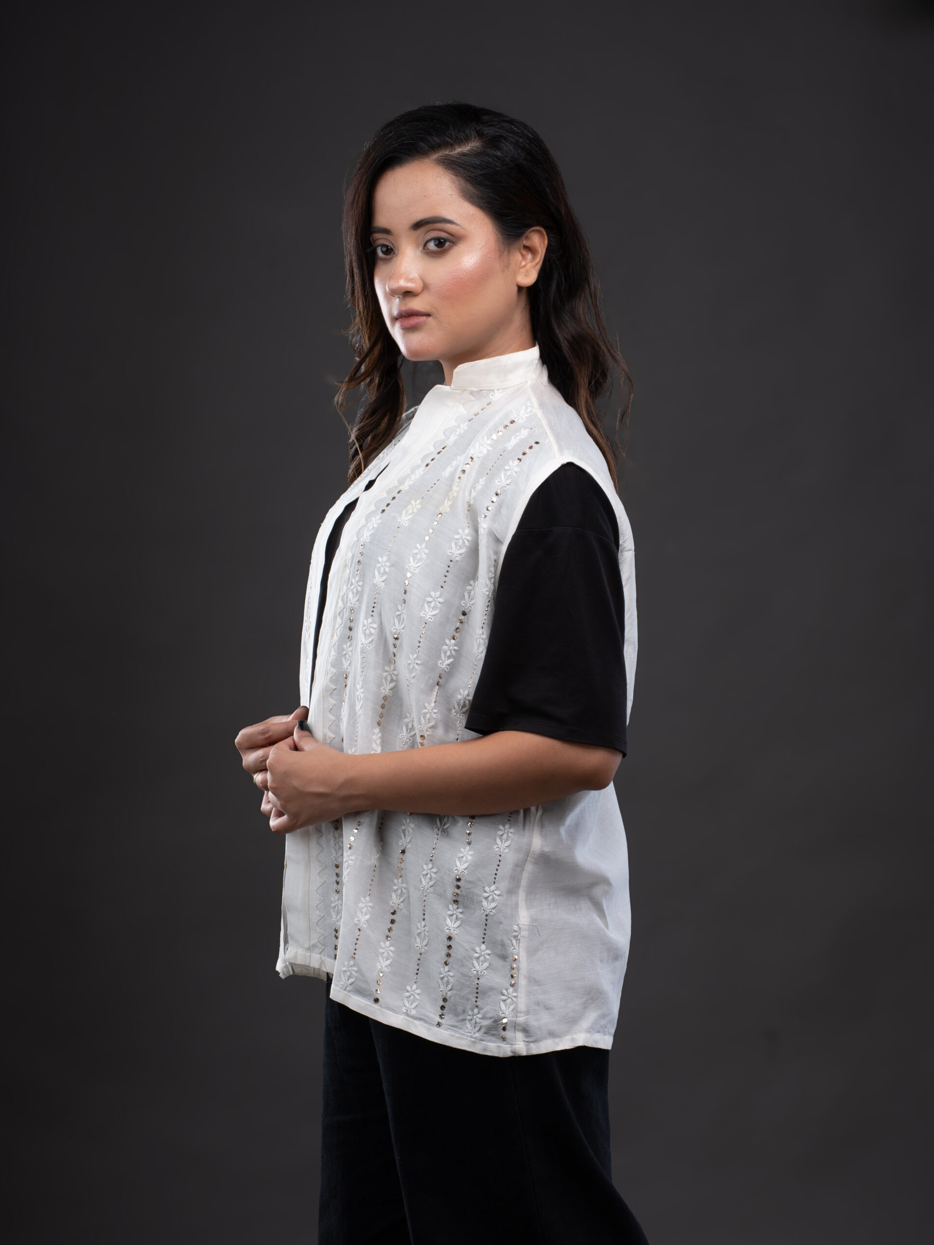 Chanderi Jacket with Mukaish Jaali - Image 10