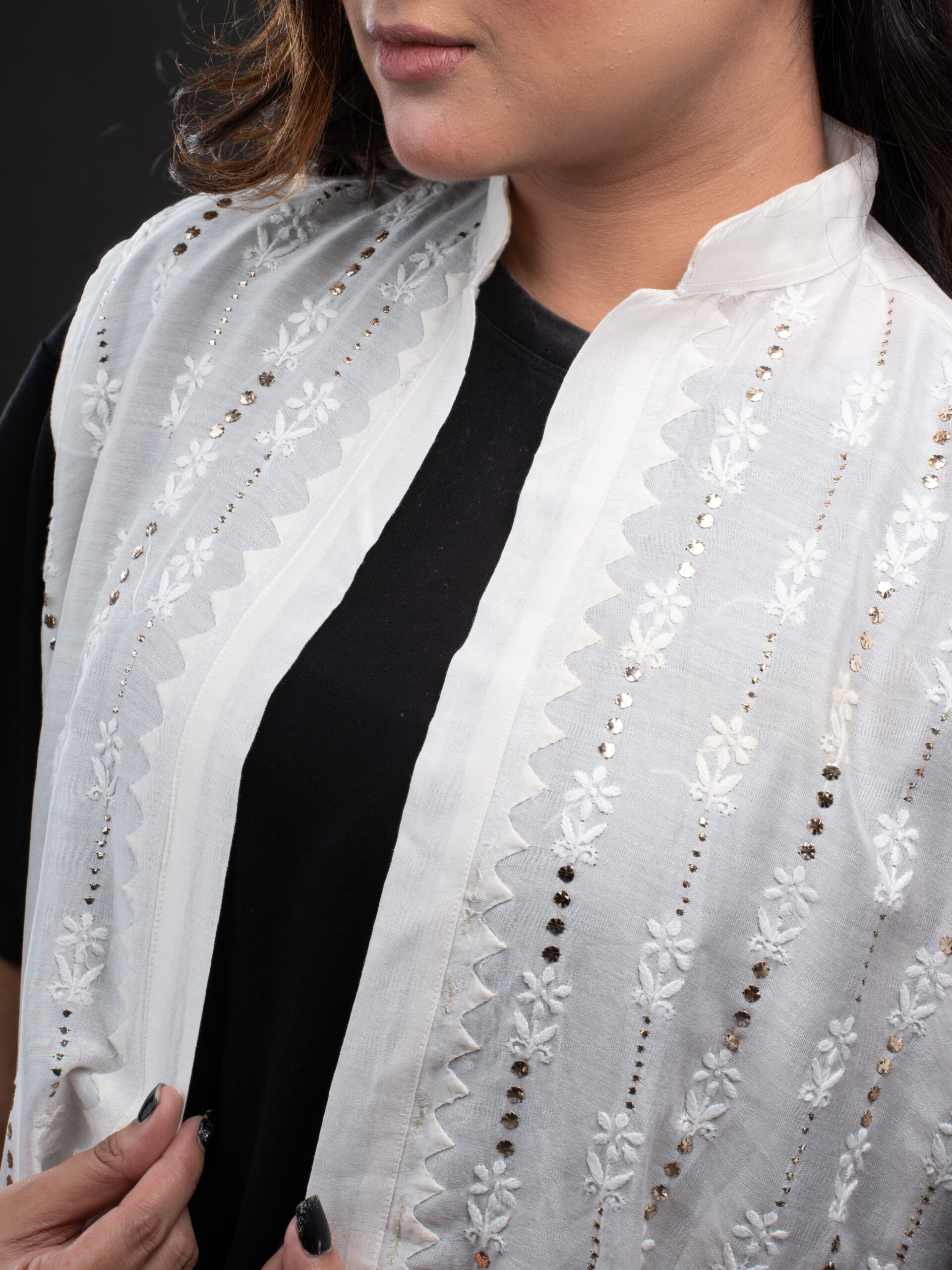Chanderi Jacket with Mukaish Jaali - Image 8