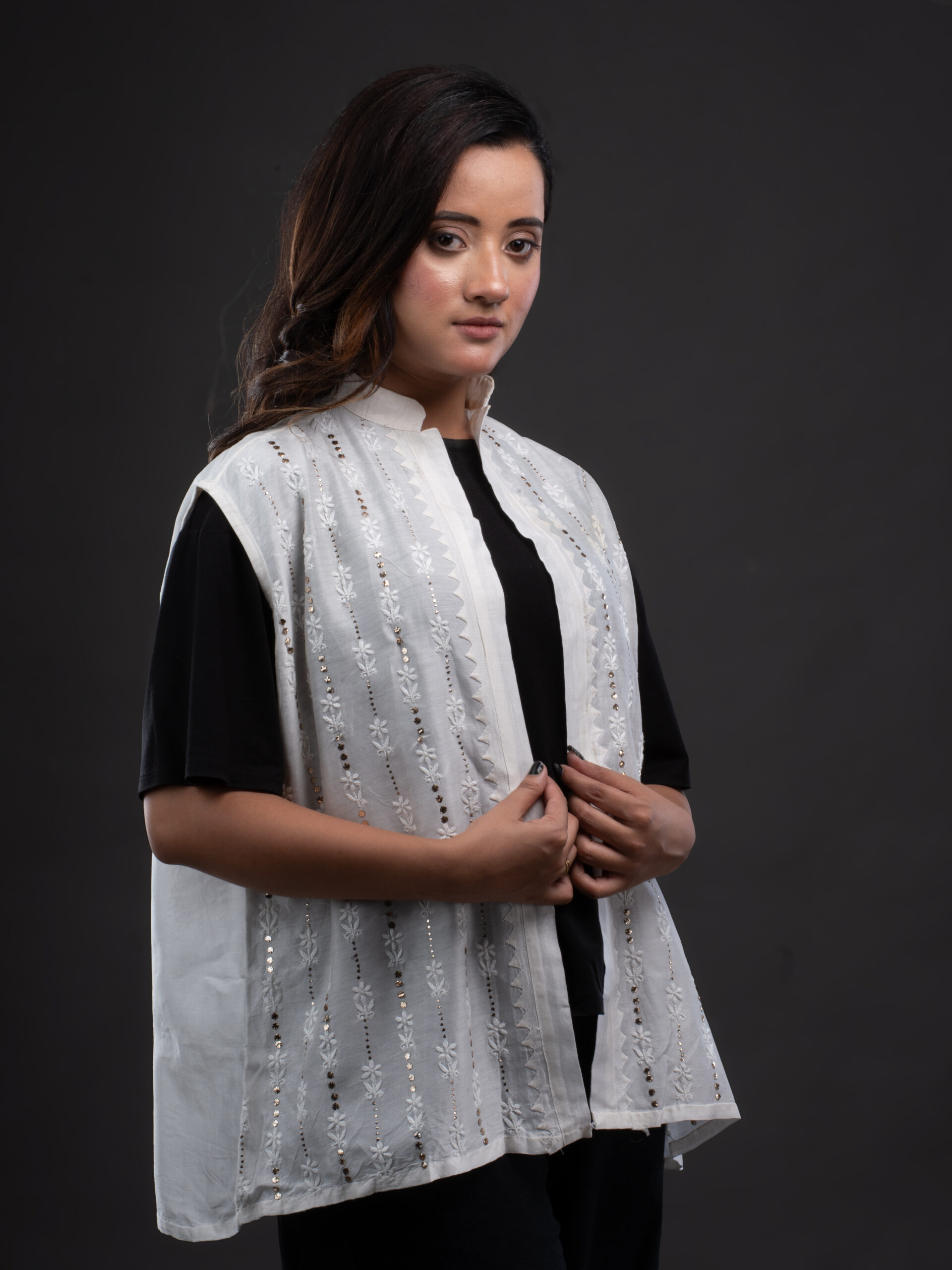 Chanderi Jacket with Mukaish Jaali - Image 7