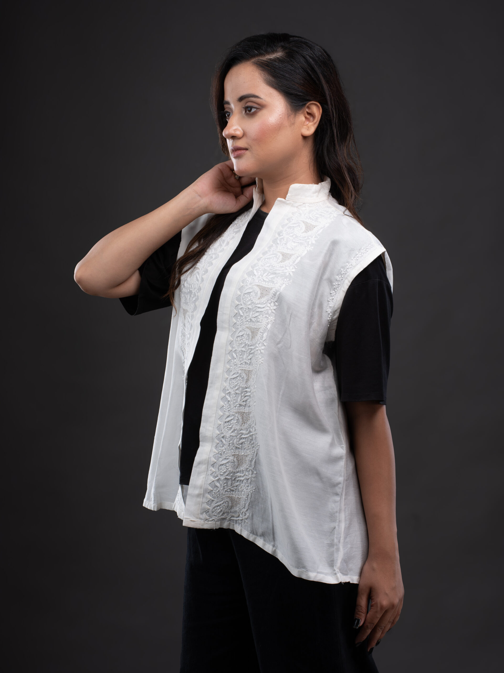 Chanderi Jacket with Mukaish Jaali - Image 6