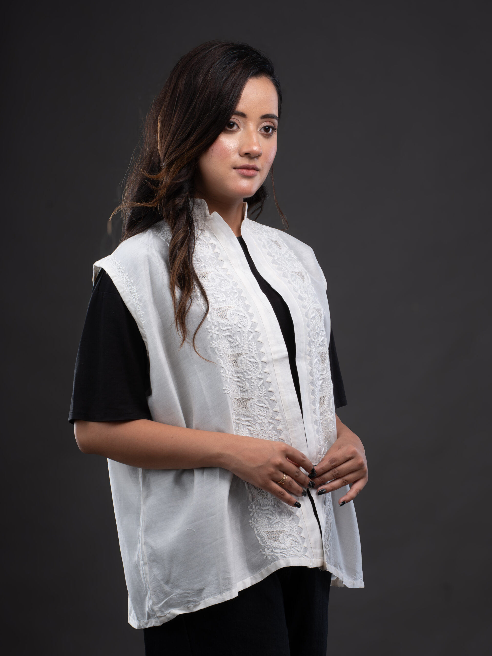 Chanderi Jacket with Mukaish Jaali - Image 5